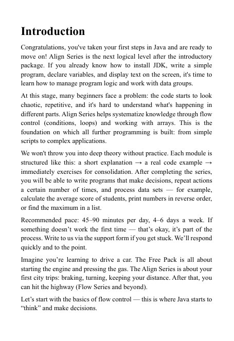 Text document with an introduction to a course on course structure, featuring the Align Series curriculum.