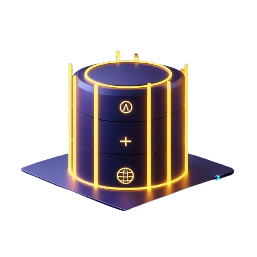 Decorative cylindrical object with neon yellow lights on a white background