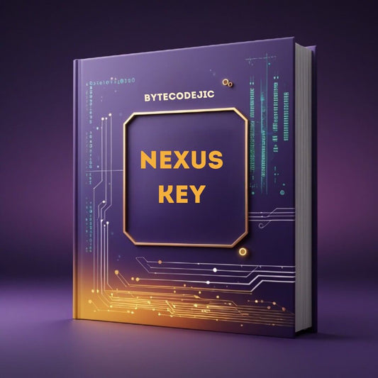 Book titled 'Nexus Key' with BytecodeJIC branding on a purple background