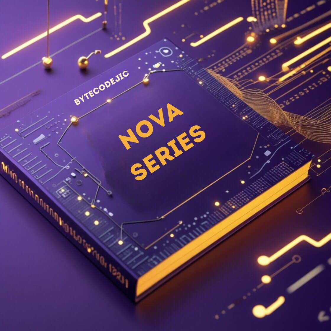 Electronic component with 'NOVA SERIES' course on a purple background